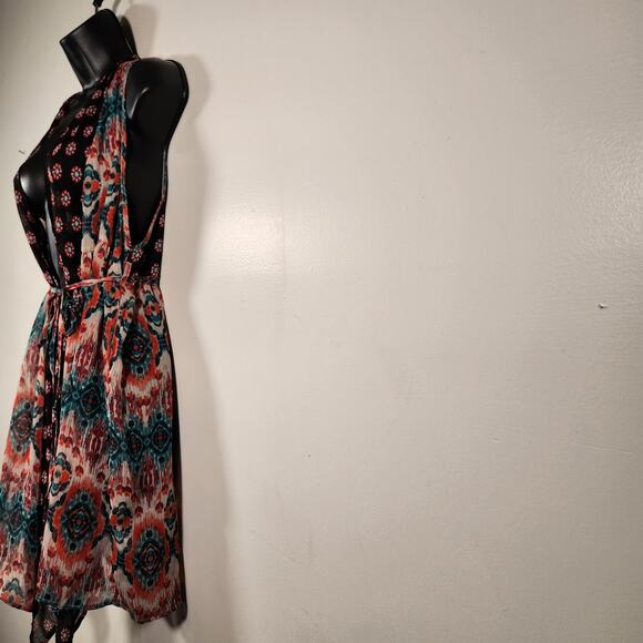 XHILARATION Vintage Boho Sleeveless Tie Waist Kimono Duster Womens S/M Multi - Picture 8 of 10